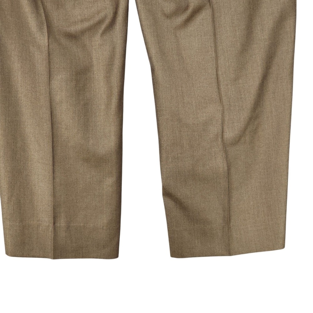 Santorelli Dress Pant Trouser 34x28 Men Luxury Serge Brown Wool Flat Front Italy - Picture 11 of 12